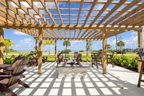 view of patio featuring a pergola