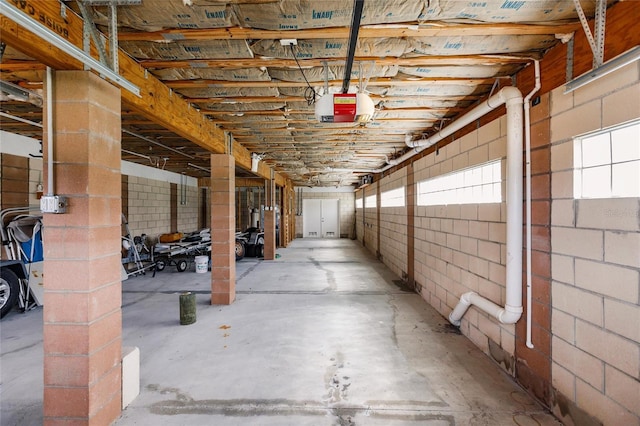 garage with a garage door opener