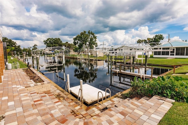 view of dock featuring a water view