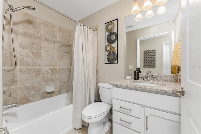 full bathroom featuring vanity, toilet, and shower / bath combo