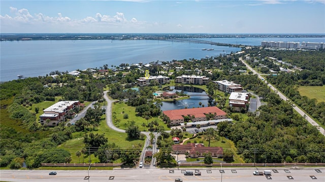 bird's eye view featuring a water view