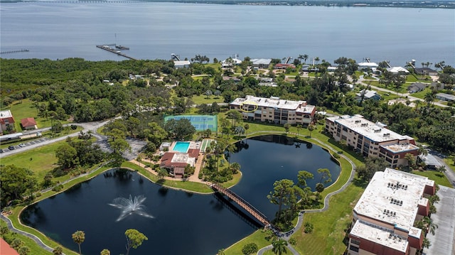 bird's eye view featuring a water view