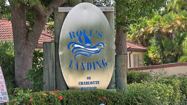 view of community sign