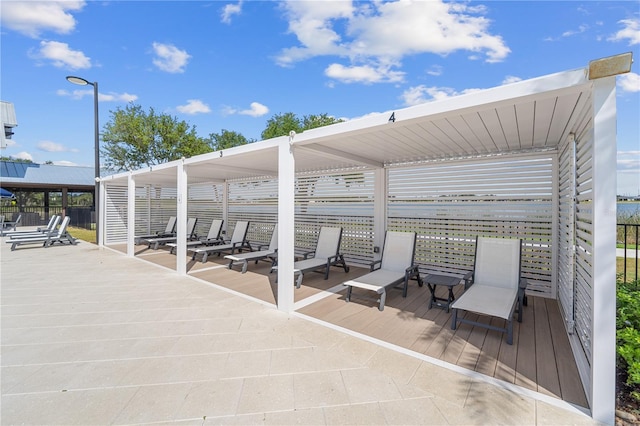 view of patio with a wooden deck