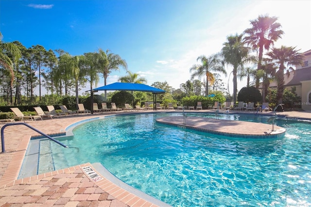 view of pool featuring a patio area