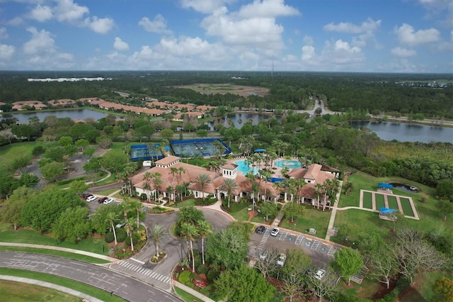 bird's eye view featuring a water view