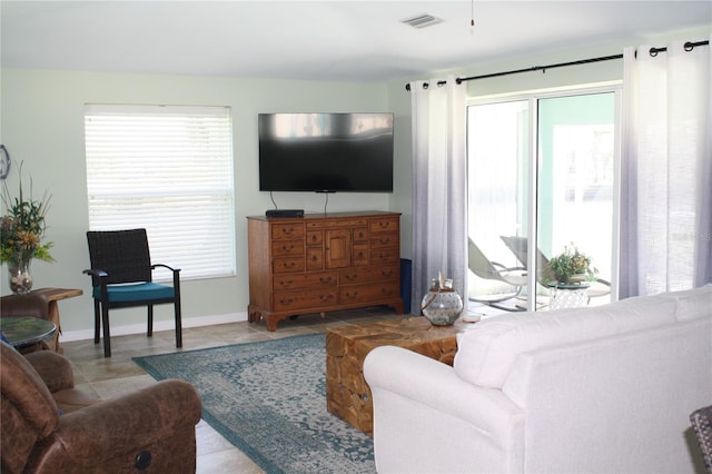 view of tiled living room