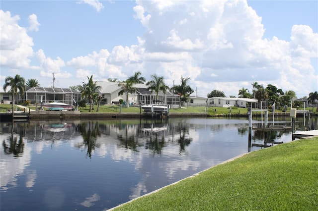 property view of water featuring a dock