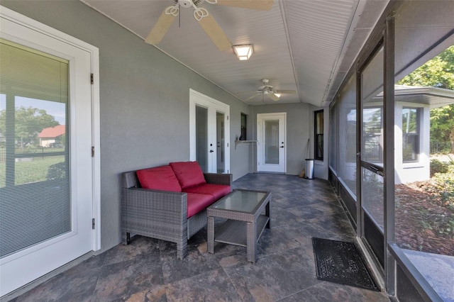 sunroom / solarium with french doors