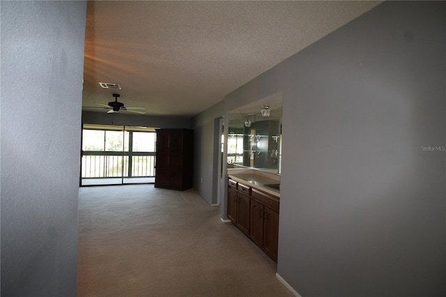 255 Mission Trl S Unit J, Venice, FL 34285 - hall featuring light carpet, visible vents, and a textured ceiling