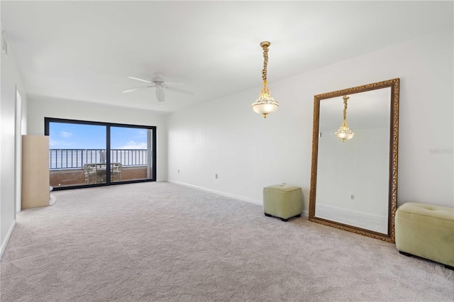 interior space featuring ceiling fan