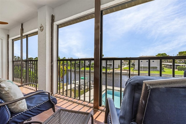 balcony with a water view