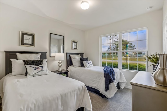 bedroom with carpet flooring and multiple windows