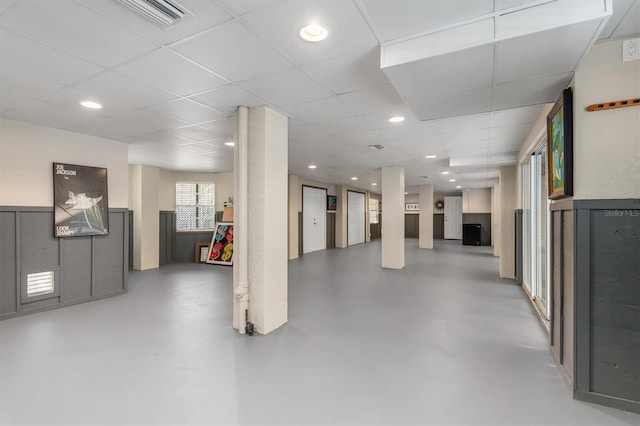 basement with a drop ceiling