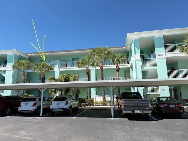 view of covered parking lot