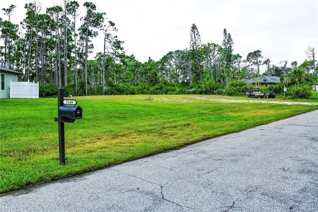 view of property's community with a yard