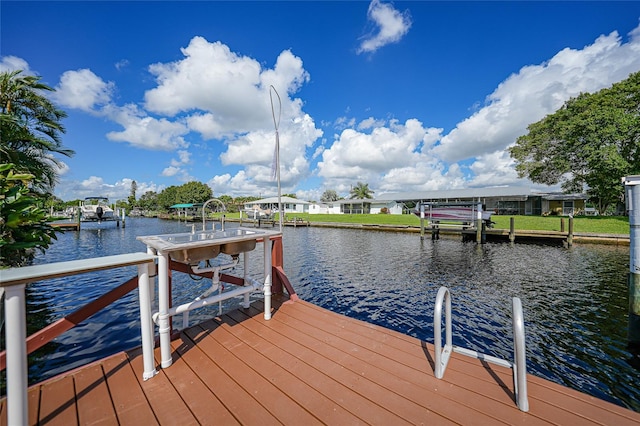 dock area featuring a water view