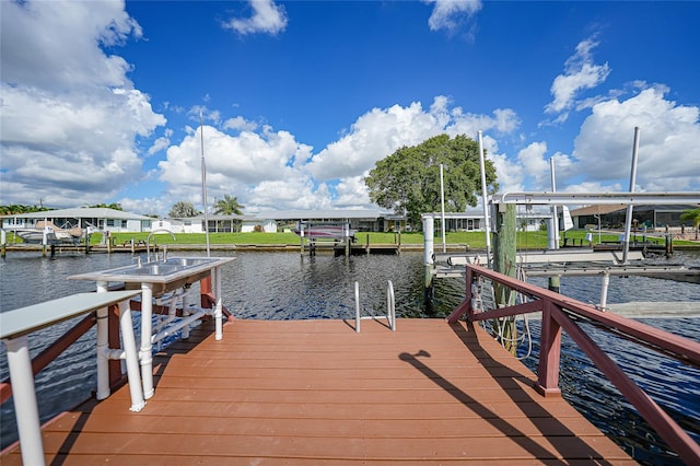 view of dock featuring a water view