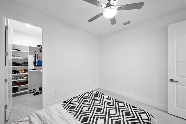 bedroom with a closet and ceiling fan