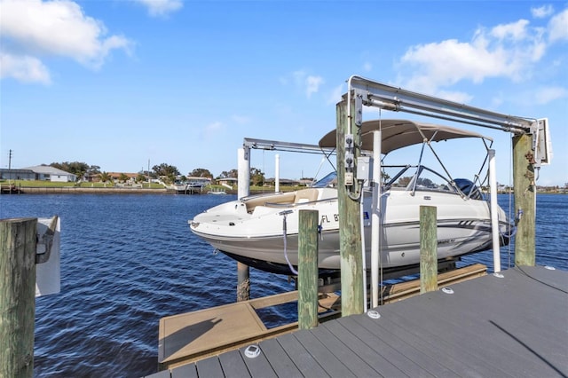 dock area with a water view