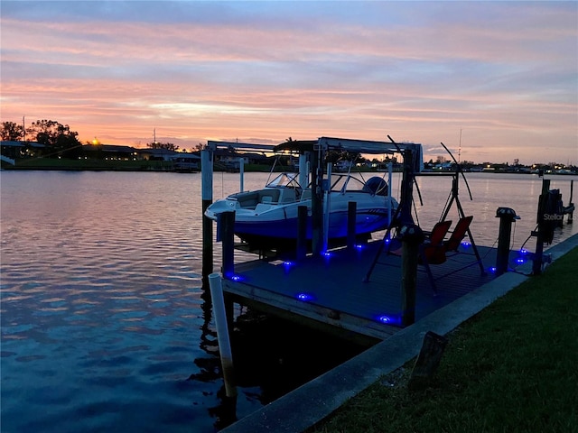 dock area featuring a water view