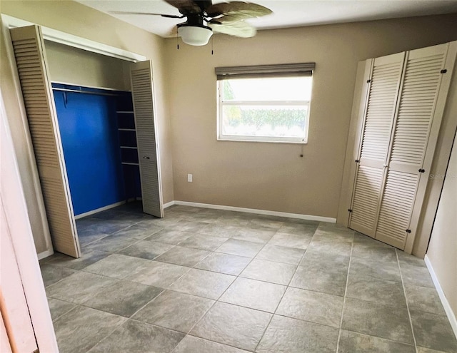 unfurnished bedroom with ceiling fan