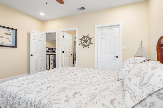 bedroom featuring ceiling fan