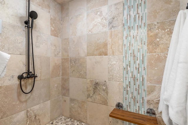 interior details featuring tiled shower