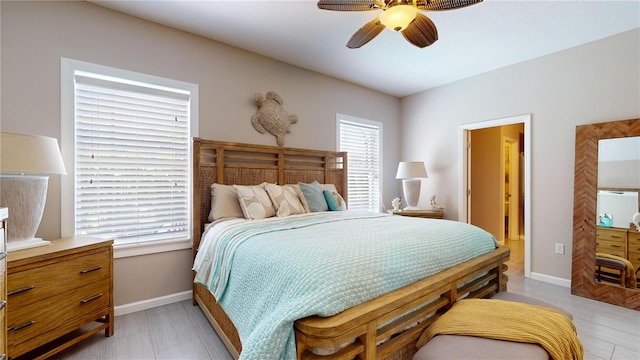 bedroom featuring ceiling fan