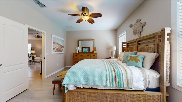 bedroom featuring ceiling fan