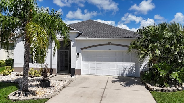 single story home with a garage