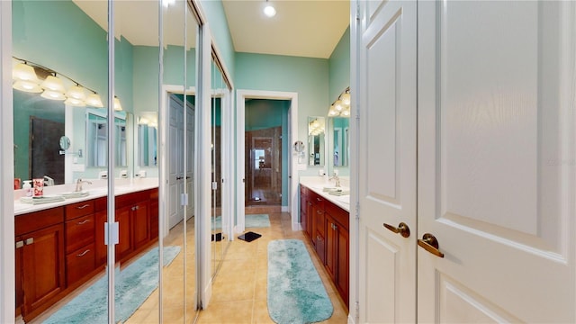 bathroom featuring vanity and tile patterned floors