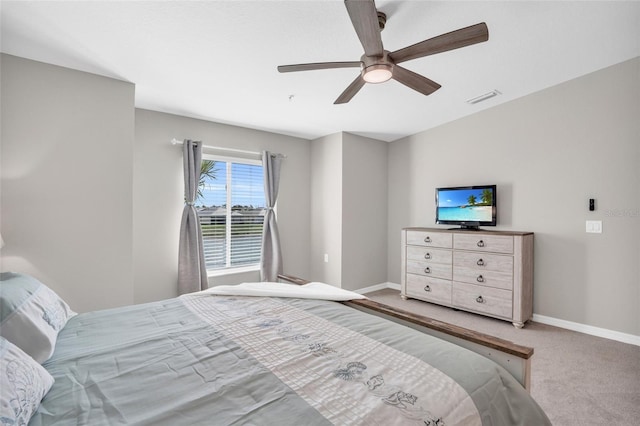 bedroom with carpet floors and ceiling fan