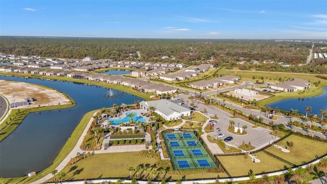 bird's eye view featuring a water view