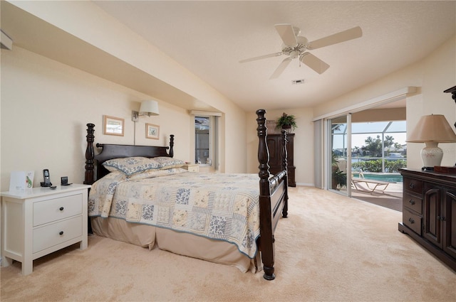 3730 Turtle Dove Blvd, Punta Gorda, FL 33950 - bedroom with light colored carpet, ceiling fan, access to outside, and visible vents