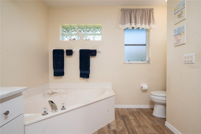 bathroom with vanity, a tub to relax in, and plenty of natural light