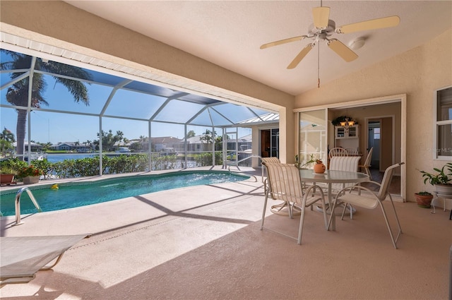 3730 Turtle Dove Blvd, Punta Gorda, FL 33950 - outdoor pool with a patio area, a ceiling fan, and glass enclosure