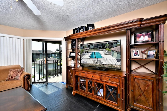 interior space featuring a textured ceiling