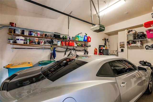 garage with a garage door opener