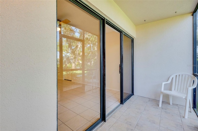 balcony with a patio area