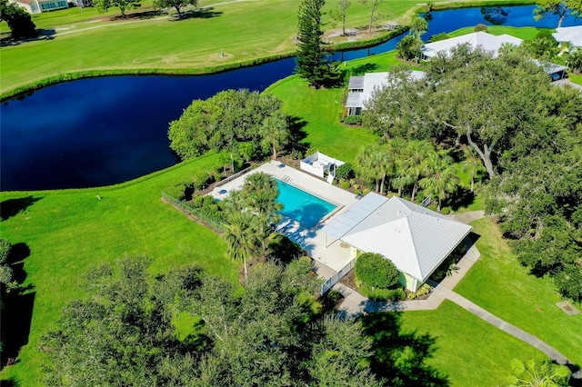 bird's eye view featuring a water view