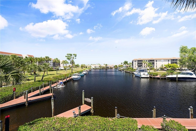 view of water feature featuring a dock