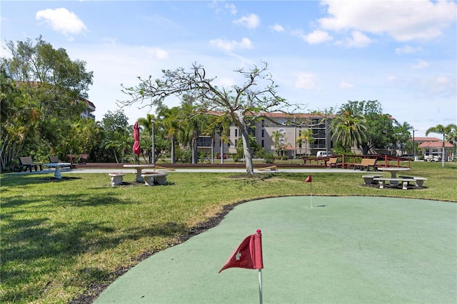 view of community with a lawn