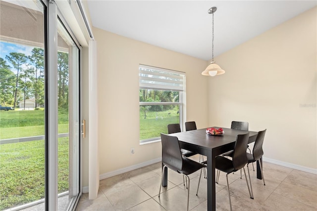 view of tiled dining space