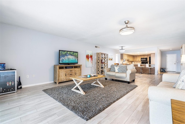 living room with light wood-type flooring