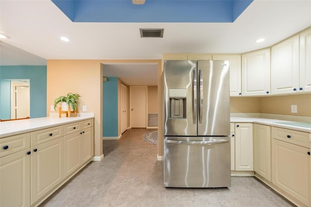 kitchen featuring stainless steel fridge