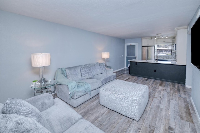 living room with light wood-type flooring