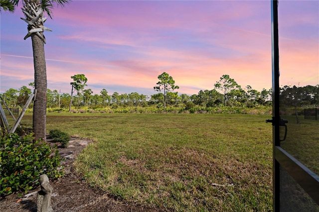 view of yard at dusk