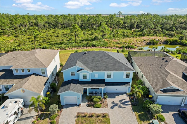 bird's eye view featuring a water view