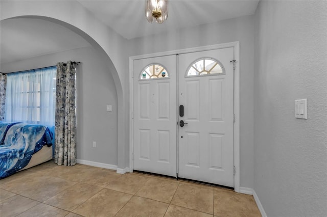 view of tiled foyer